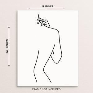 One Line Drawing Nude Woman's Body Shape Art Print Poster