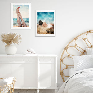 Set of 2 Gallery Wall Beach Art Prints | DIGITAL DOWNLOAD | Watercolor Beach Theme Poster Prints for Bathroom, Entryway or Living Room Decor