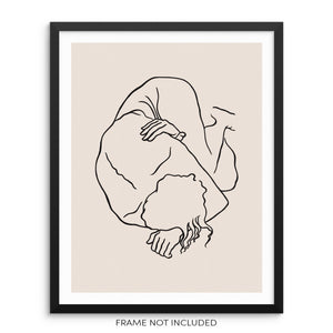 One Line Art Print Abstract Woman's Body Shape