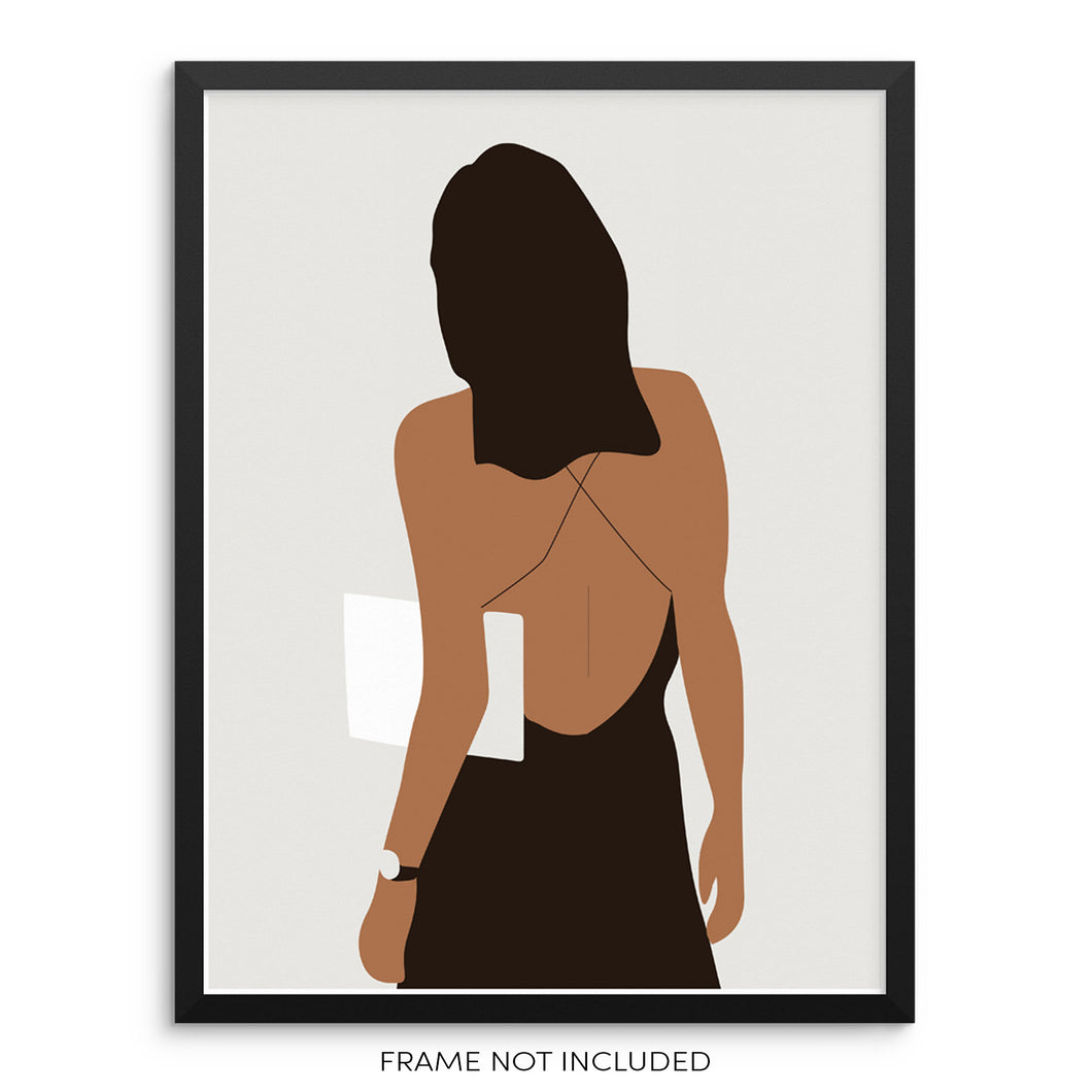 Minimalist Fashion Art Print Woman With Little Black Dress Poster