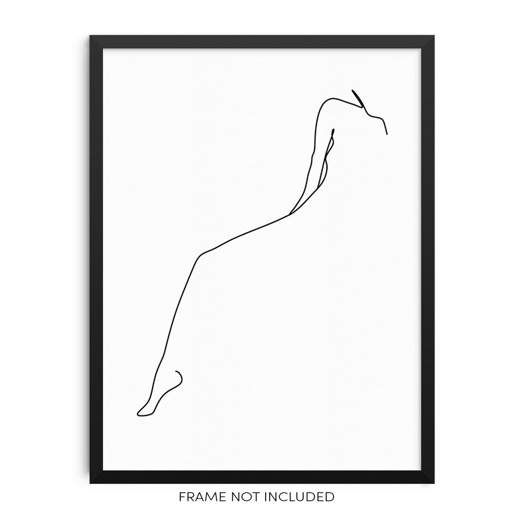 Minimalist One Line Drawing Woman's Body Shape Art Print Poster