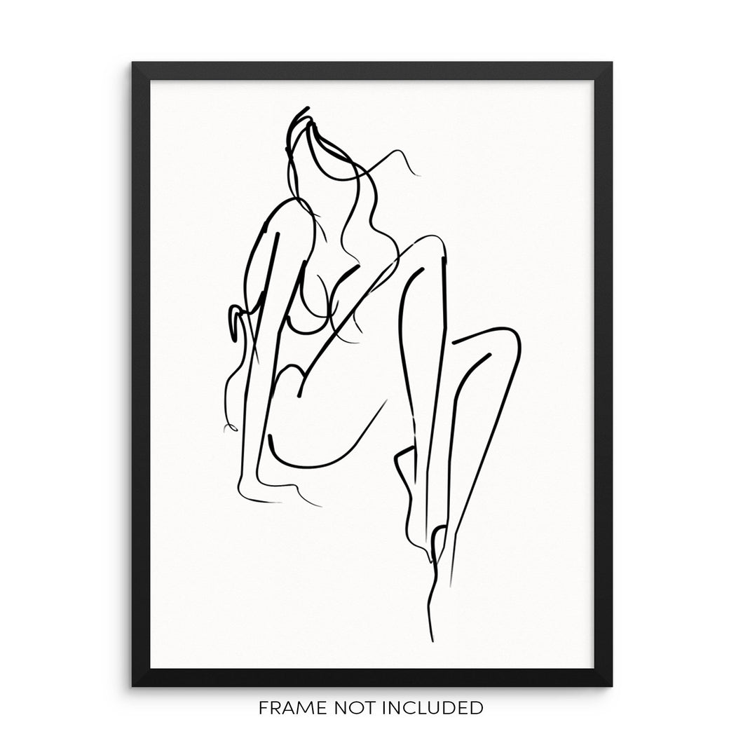 Abstract Woman's Silhouette Home Decor Line Wall Art Poster Print