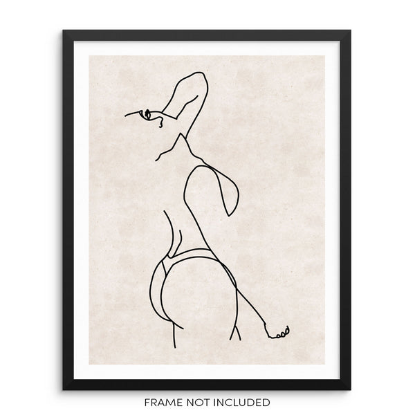 Minimalist One Line Drawing Art Print Woman's Nude Body Shape Poster