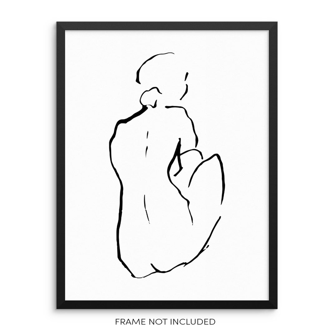 Minimalist One Line Art Print Abstract Woman's Body Shape