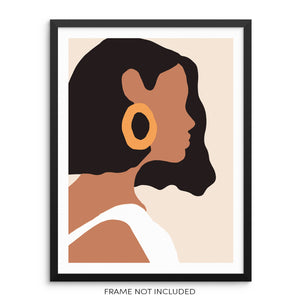 Abstract Print Woman's Face with Earring Gouache Fashion Poster