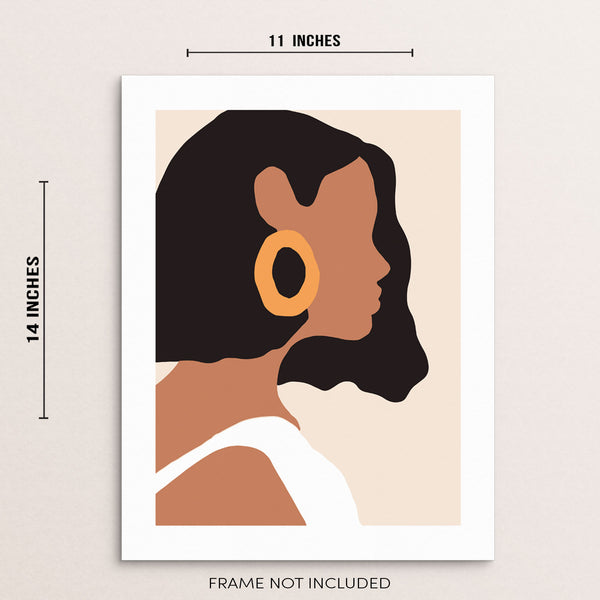 Abstract Print Woman's Face with Earring Gouache Fashion Poster