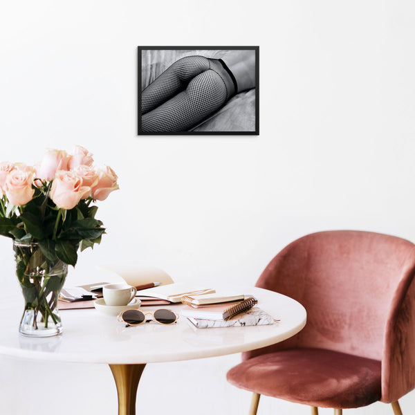 Trendy Fashion Art Print Woman Wearing Fishnets Poster | DIGITAL DOWNLOAD | Black and White Artwork for Women's Bedroom Wall Decor