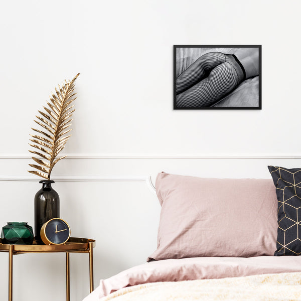 Trendy Fashion Art Print Woman Wearing Fishnets Poster | DIGITAL DOWNLOAD | Black and White Artwork for Women's Bedroom Wall Decor