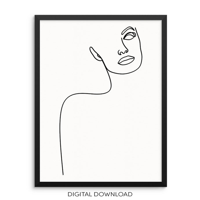 Abstract Woman's Body Silhouette One Line Art Print DIGITAL FILE