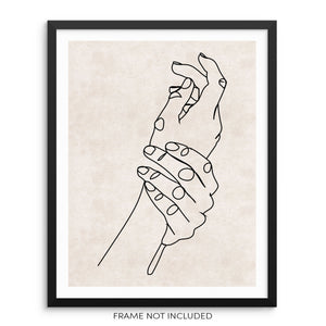 Minimalist One Line Art Print Abstract Hands Wall Decor Poster