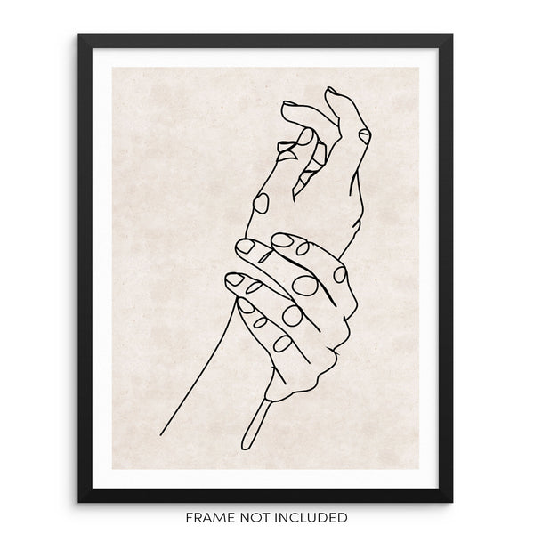 Minimalist One Line Art Print Abstract Hands Wall Decor Poster