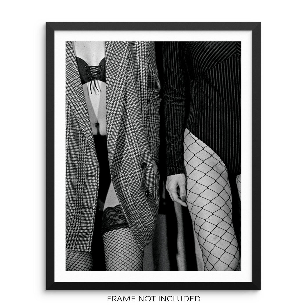 Fashion Wall Decor Art Print Poster Women Wearing Fishnet Stockings