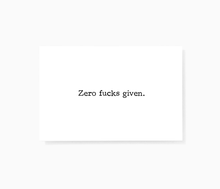 Zero Fucks Given Sarcastic Adult Greeting Card, Witty Greeting Card, Funny Greeting Card