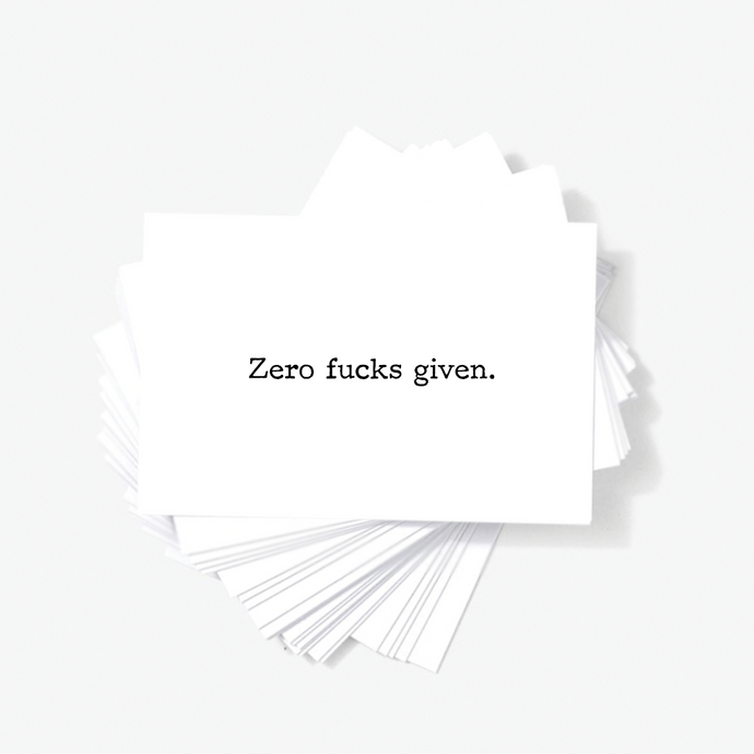 Zero Fucks Given Mini Greeting Cards Offensive Business Cards, Adult Greeting Card