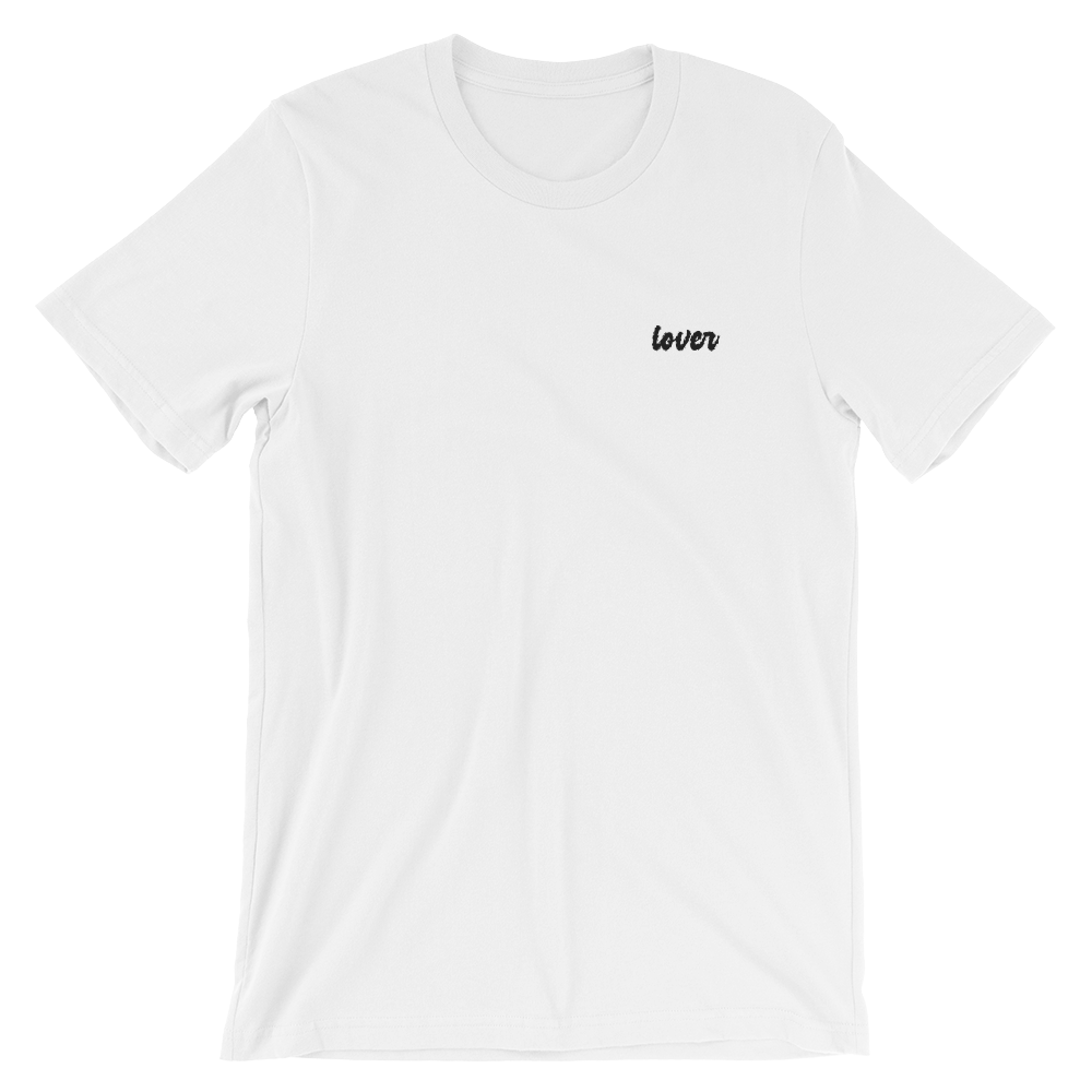 Lover Unisex Embroidered Slogan T-Shirt - Short Sleeve Cotton Tee